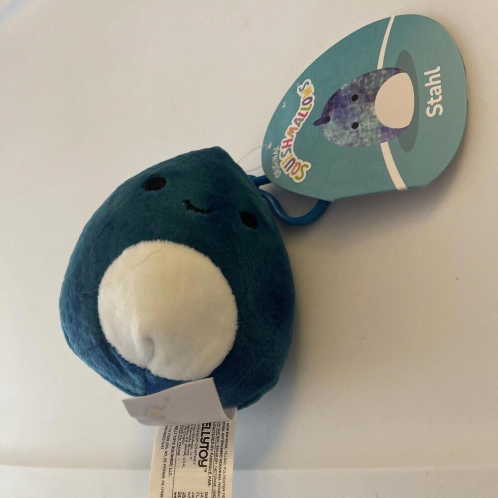 Squishmallows 3.5" Stahl the Blue Dinosaur Plush Clip On